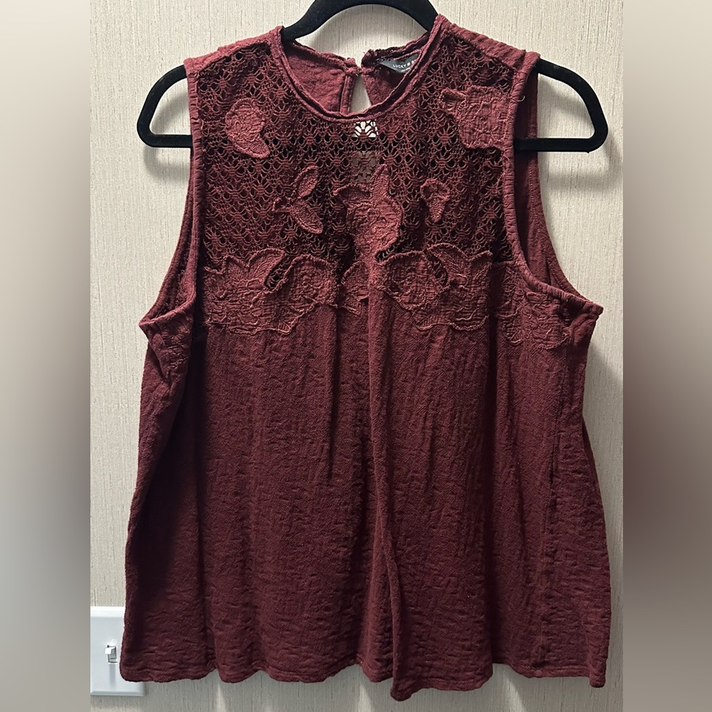 lucky brand - maroon floral blouse